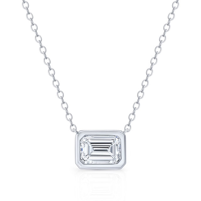 Emerald cut diamond necklace