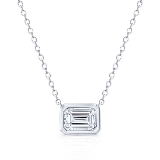 Emerald cut diamond necklace